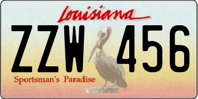 LA license plate ZZW456