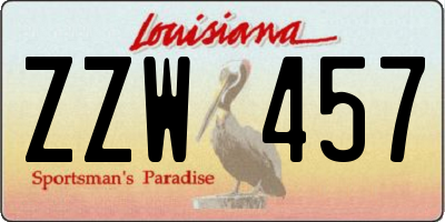 LA license plate ZZW457