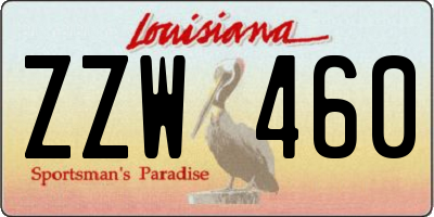 LA license plate ZZW460