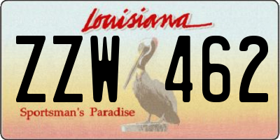 LA license plate ZZW462