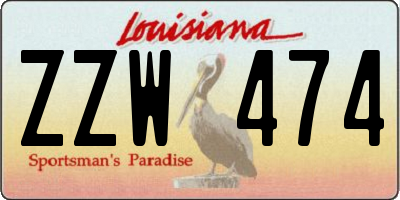 LA license plate ZZW474