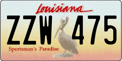 LA license plate ZZW475