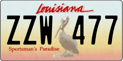 LA license plate ZZW477