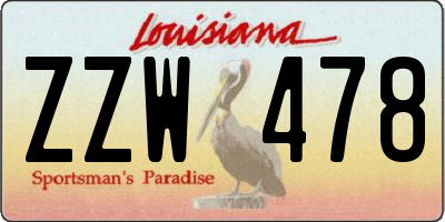 LA license plate ZZW478