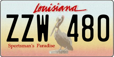 LA license plate ZZW480