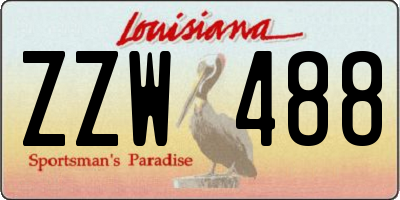 LA license plate ZZW488