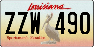 LA license plate ZZW490