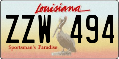 LA license plate ZZW494