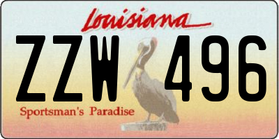 LA license plate ZZW496