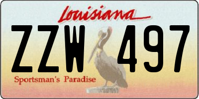 LA license plate ZZW497