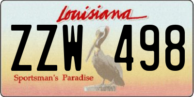 LA license plate ZZW498