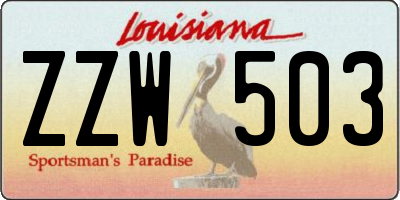 LA license plate ZZW503