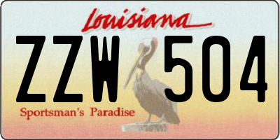 LA license plate ZZW504