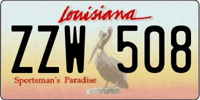 LA license plate ZZW508