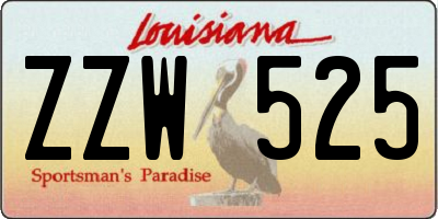 LA license plate ZZW525