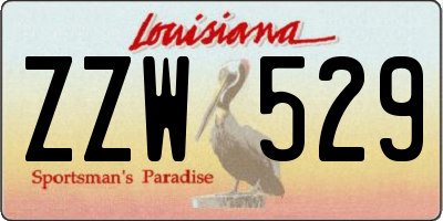 LA license plate ZZW529