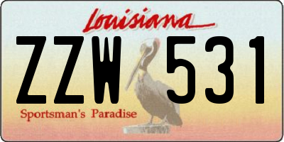 LA license plate ZZW531