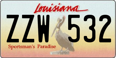 LA license plate ZZW532