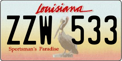 LA license plate ZZW533