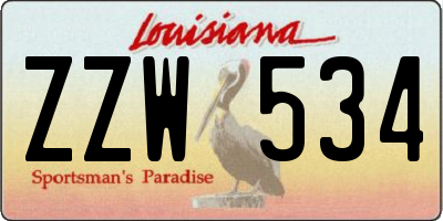 LA license plate ZZW534