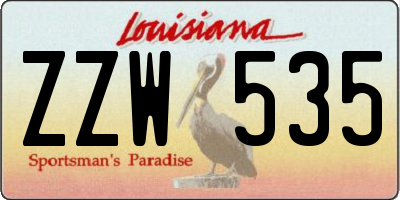 LA license plate ZZW535