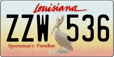 LA license plate ZZW536