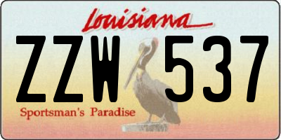 LA license plate ZZW537