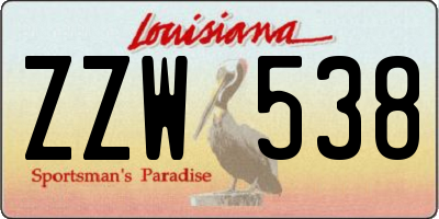 LA license plate ZZW538