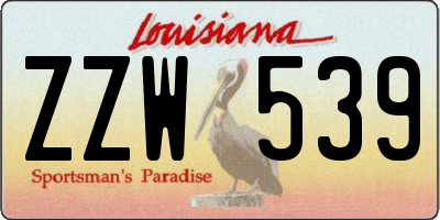 LA license plate ZZW539