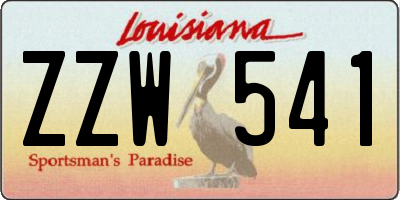 LA license plate ZZW541