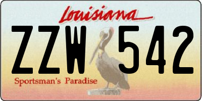 LA license plate ZZW542