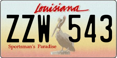 LA license plate ZZW543