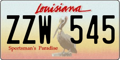 LA license plate ZZW545