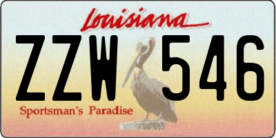 LA license plate ZZW546