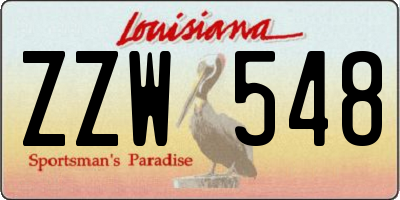 LA license plate ZZW548