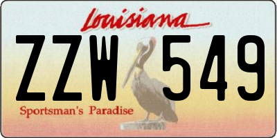 LA license plate ZZW549