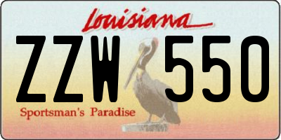 LA license plate ZZW550