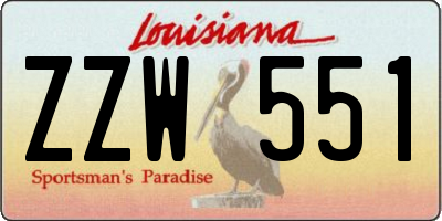 LA license plate ZZW551