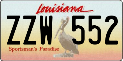 LA license plate ZZW552