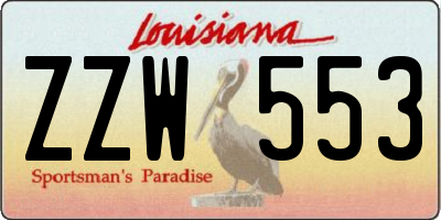 LA license plate ZZW553