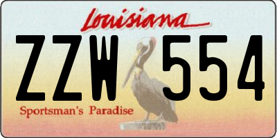 LA license plate ZZW554