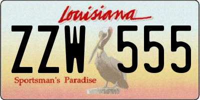 LA license plate ZZW555