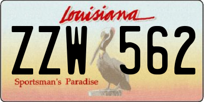 LA license plate ZZW562