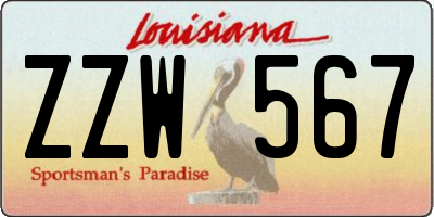 LA license plate ZZW567