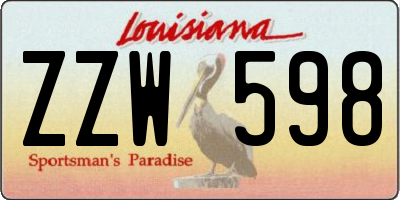LA license plate ZZW598