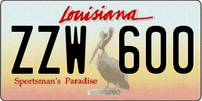 LA license plate ZZW600