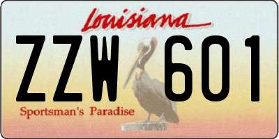 LA license plate ZZW601