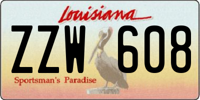 LA license plate ZZW608