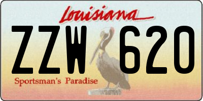 LA license plate ZZW620
