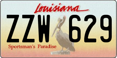 LA license plate ZZW629